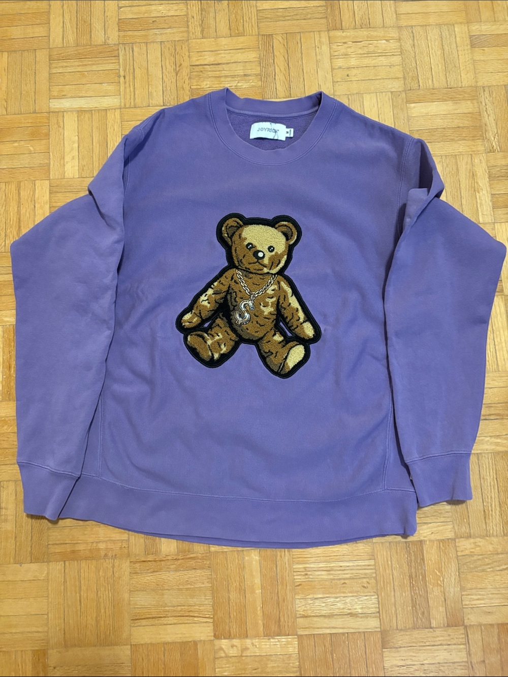 Joyrich Purple Crewneck Sweatshirt with Teddy Patch